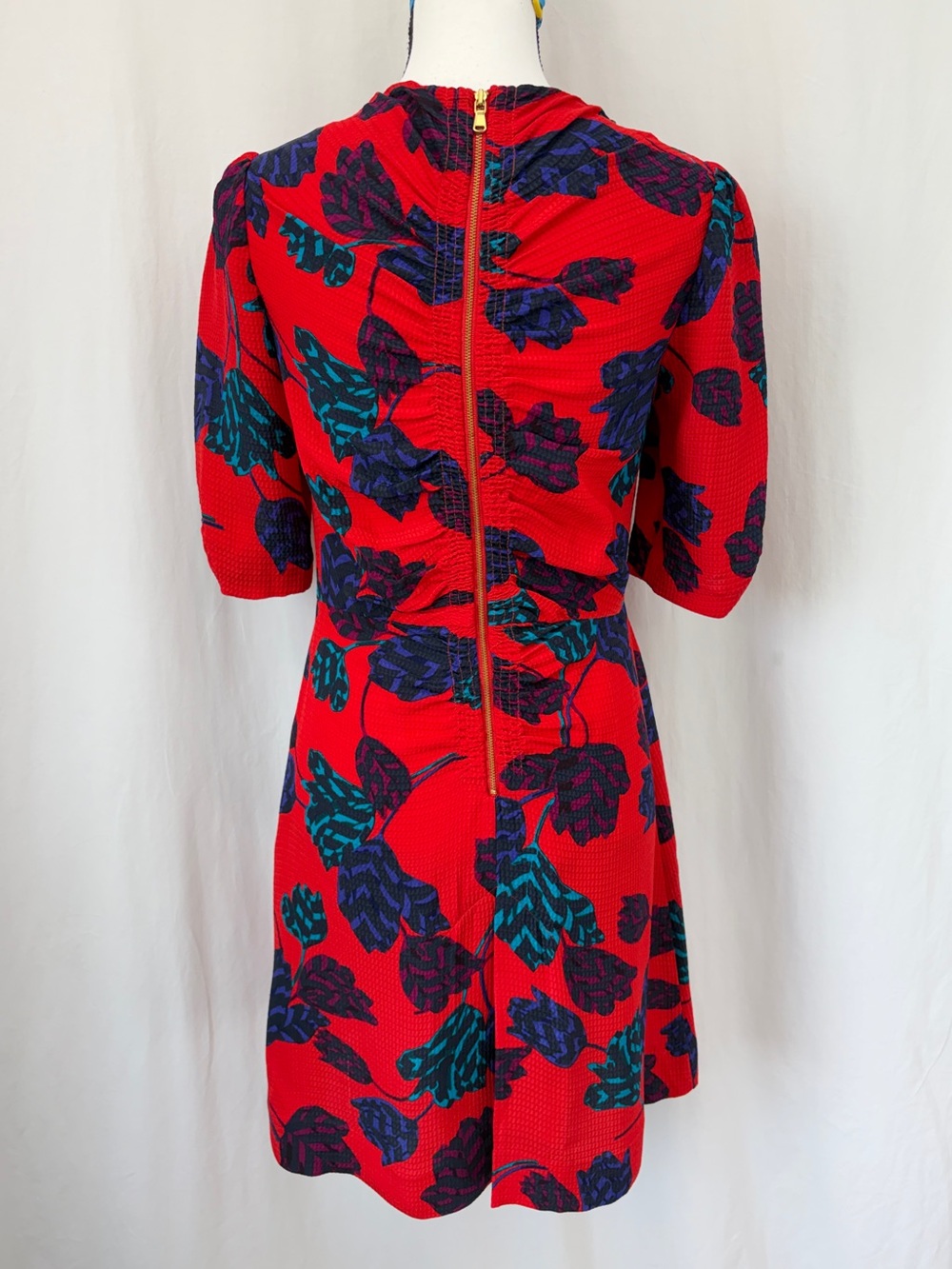Marc by Marc Jacobs Mareika red tulip print dress textured 100% silk-jacquard 4 - Picture 6 of 17